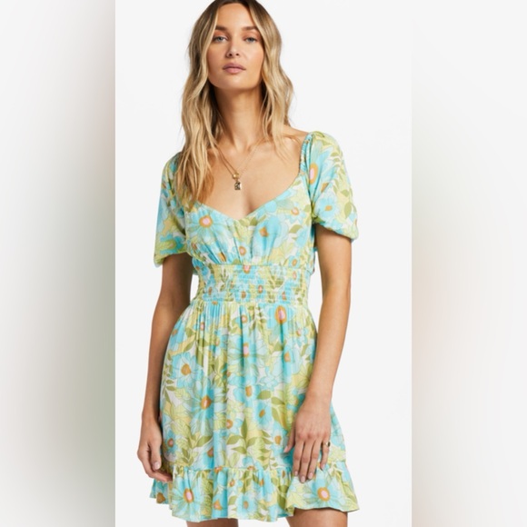 Billabong Women's Something Pretty Mini Dress - Blue Harvest - Size M - Picture 1 of 9